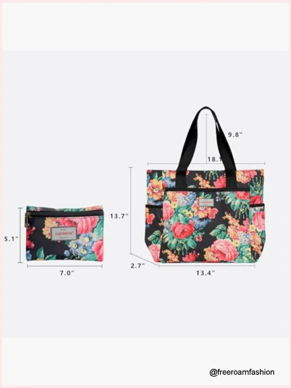 Lightweight Waterproof Nylon Tote Bag with Zipper, Durable Designer Handbag for
